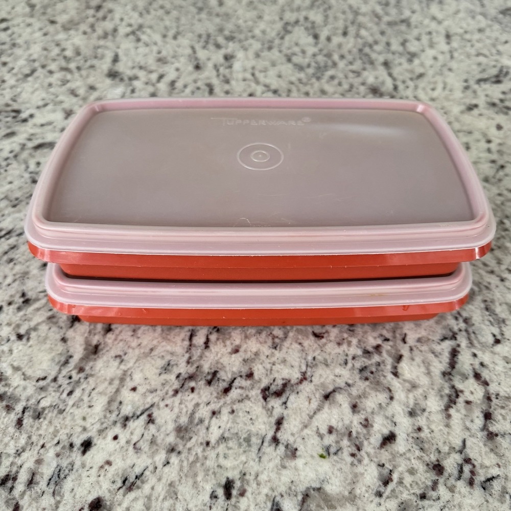 Vintage Tupperware Deli Saver #816-2 Paprika Set Of 2